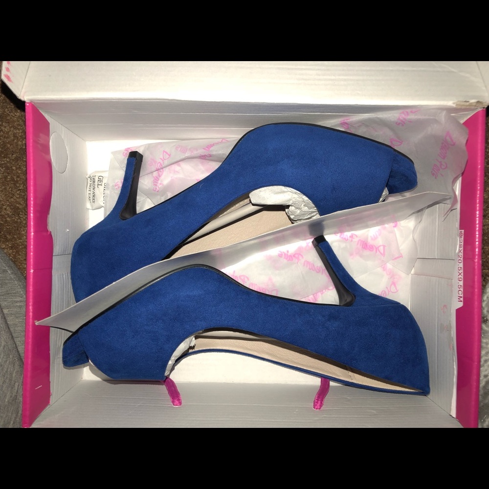 Brand new blue suede heels